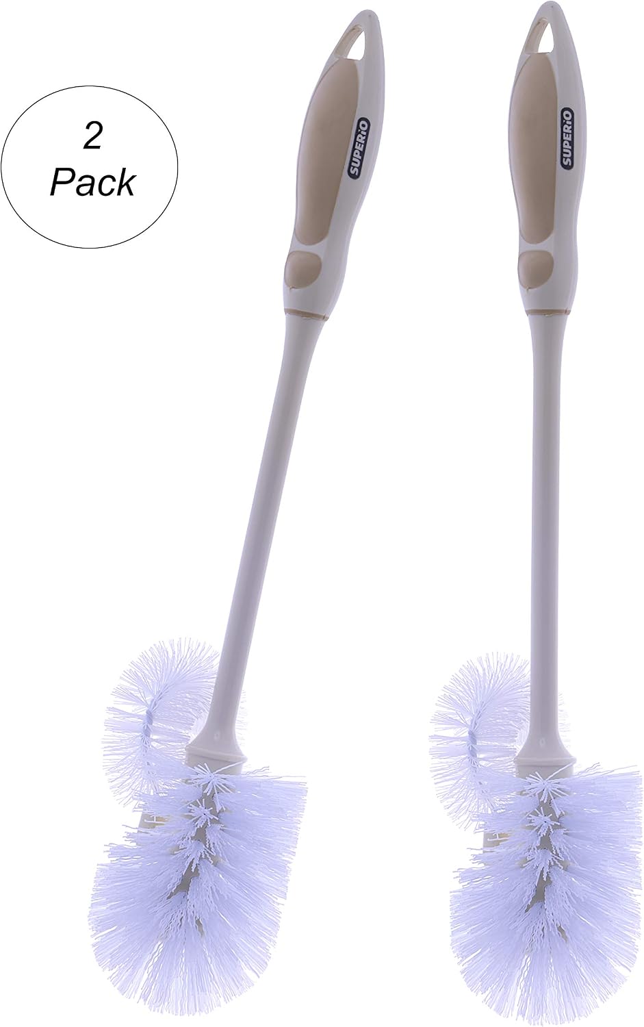 Superio Toilet Brush, Toilet Bowl Cleaning System with Scrubbing Wand, Under Rim Lip Brush for Bathroom