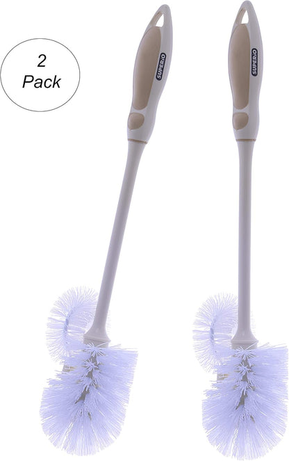 Superio Toilet Brush, Toilet Bowl Cleaning System with Scrubbing Wand, Under Rim Lip Brush for Bathroom