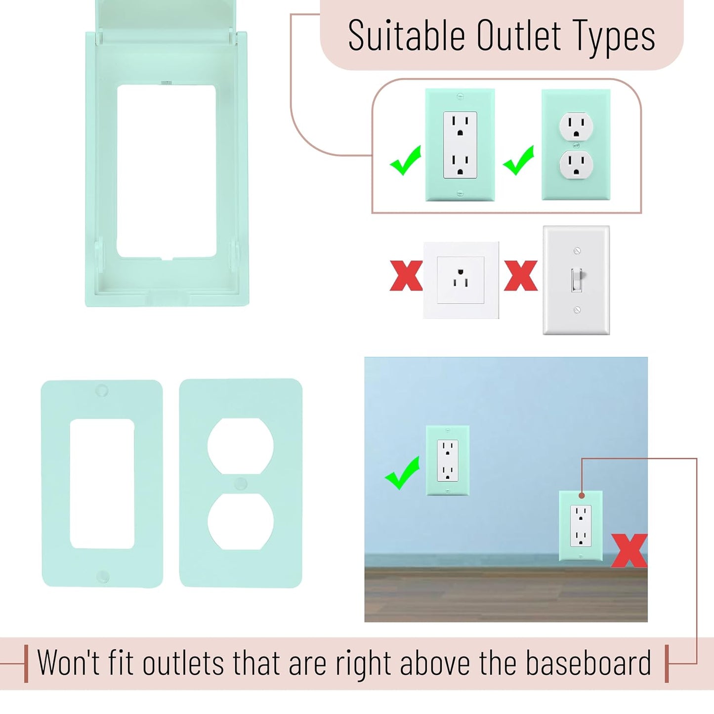 Bates Baby Safety Outlet Cover Box - Plug Covers for Electrical Outlets, Child Proof Outlet Cover, Socket Covers for Outlets