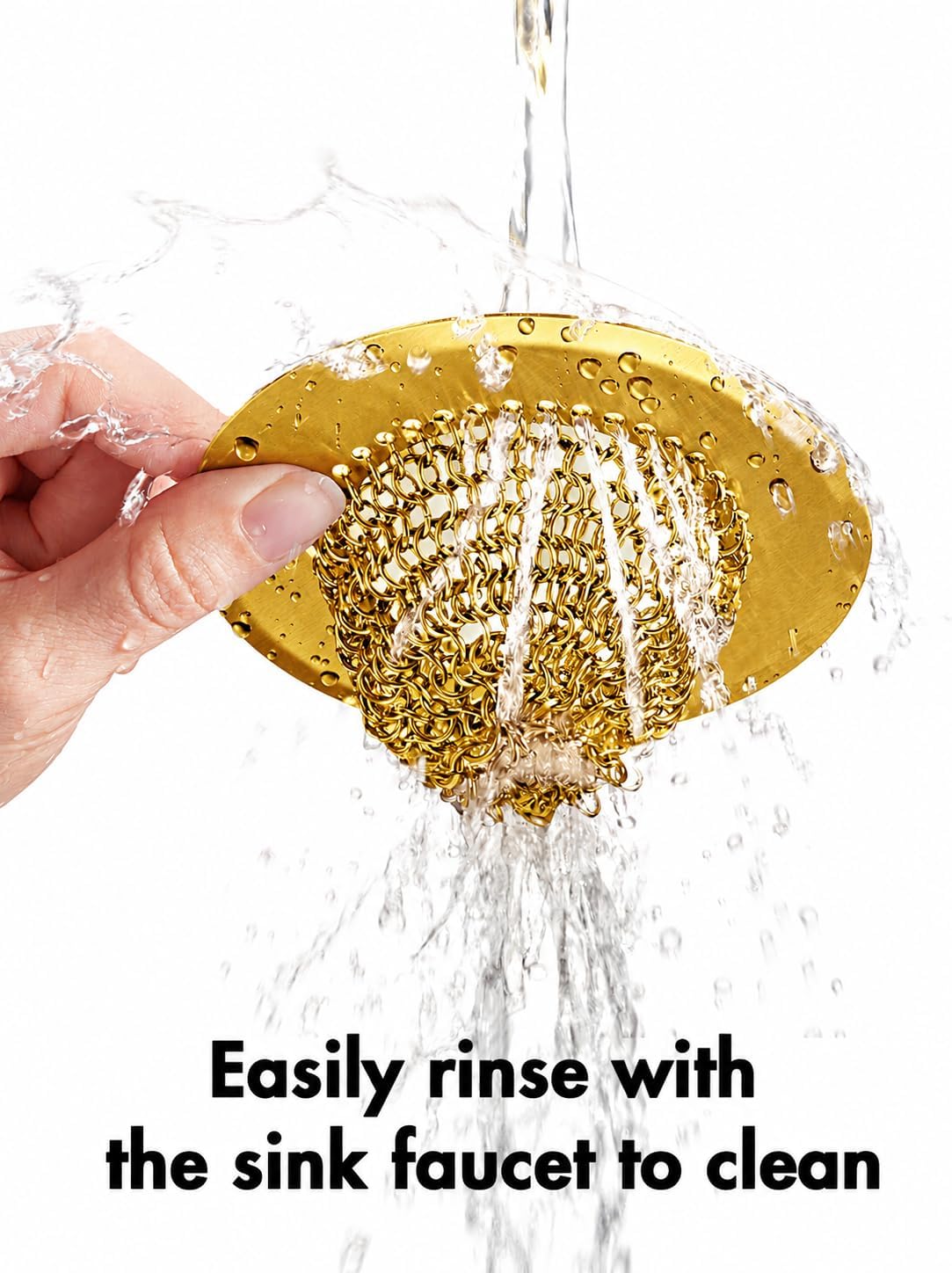 Revolutionary Kitchen Sink Drain Strainer/Patented Reversible Chain Mesh, Effortless Cleaning & Debris Catcher, Large Capacity, Anti-Clog, 304 Stainless Steel & Rust-Proof/Handmade