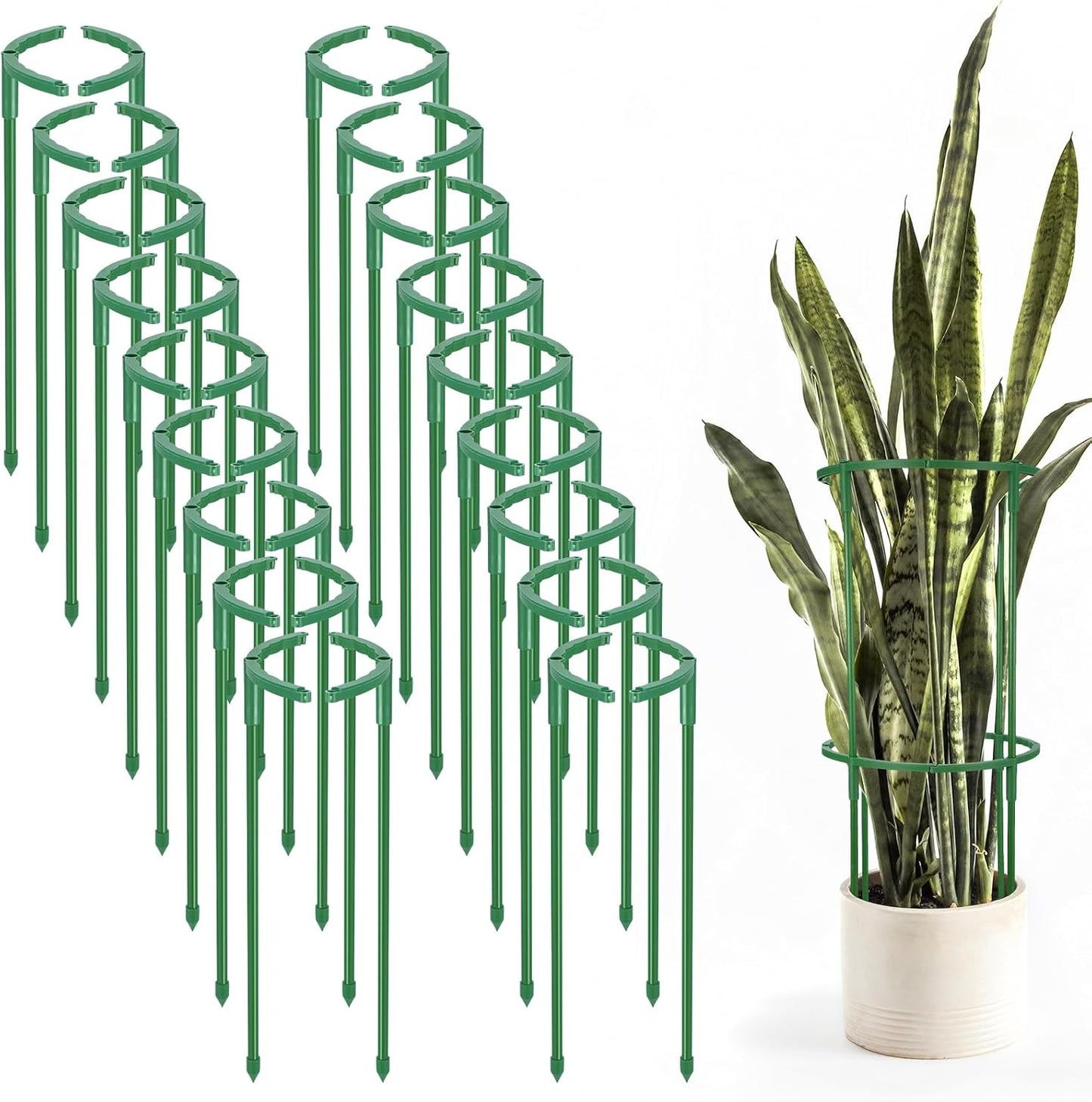 36 Pcs Plant Support Stakes, Half Round Plant Support for Indoor Plants Stackable Plant Holder Stick Plastic 9.8 Inch Plant Stakes for Tomato, Monstera, Peony, Hydrangea Climbing Plants