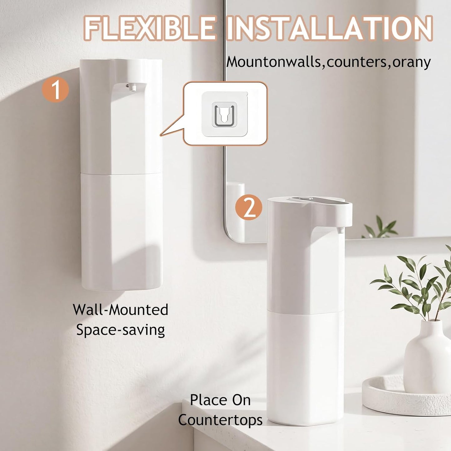 Automatic Soap Dispenser Touchless, Liquid & Foaming Soap Dispensers, USB Rechargeable Smart Hand Soap Dispenser, 3-Level Adjustable, 12.2oz/360ml (Gel Version and Foam Version)
