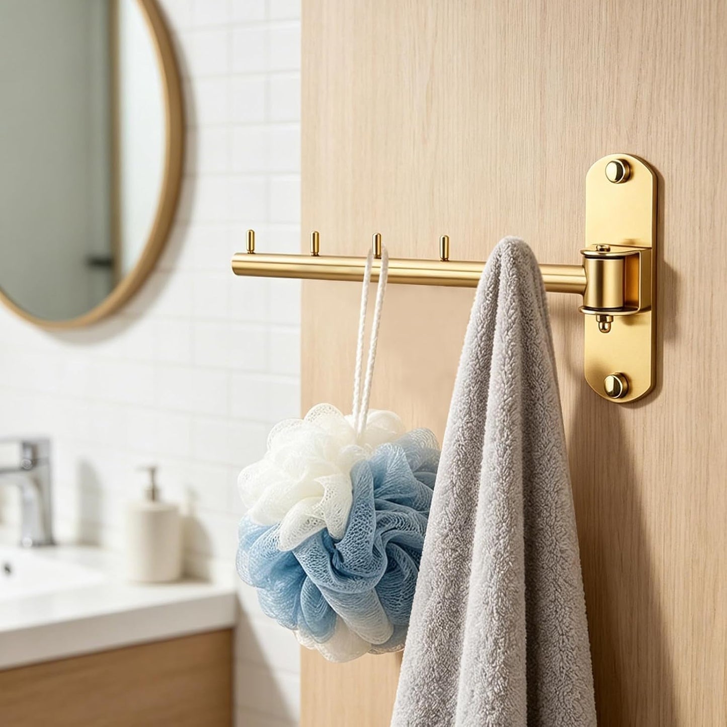 Pack of 2 Folding Wall Mounted Clothes Hanger Rack with Swing Arm Stainless Steel Heavy Duty Coat Hook for Bathroom, Bedroom, Laundry Room - Black