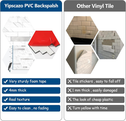 Yipscazo 2026 New Upgrade 11.34" X 11.57" Peel and Stick Backsplash, Stick on Backsplash Tiles for Kitchen, Bathroom, Fireplace (10 Sheets, Beige Rocks + Rose Gold)