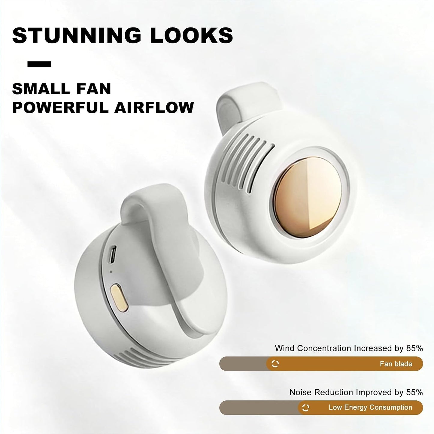 Portable Mini Bladeless Fan Clip On, Small Fan Clip on for Shirt & Waist, 3-Speed, 360° Adjustable Suspended Whirlwind Fans, Silent Clip-on Fan For Outdoor & Travel & Office, Gift for Summer