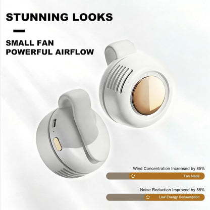 Portable Mini Bladeless Fan Clip On, Small Fan Clip on for Shirt & Waist, 3-Speed, 360° Adjustable Suspended Whirlwind Fans, Silent Clip-on Fan For Outdoor & Travel & Office, Gift for Summer