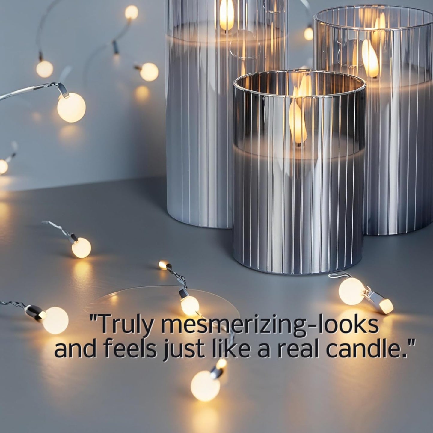 VENTA Set of 3 White Pillar Candles | Real Wax Battery Operated Flickering LED Candles with Remote | Timeless Decor for Farmhouse, Modern & Mantel Displays