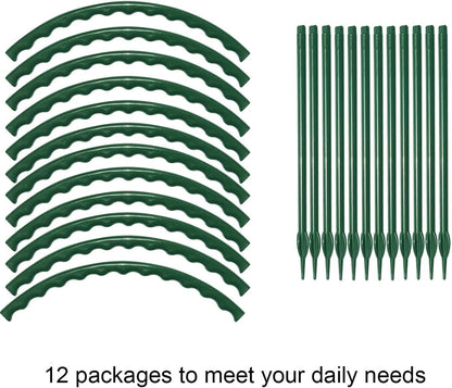 12 Pack Plant Support for Indoor and Outdoor Small Plants，Half Round for Potted Plants, Plastic Ring Flower Stakes with 20Pcs Plant Garden Clips