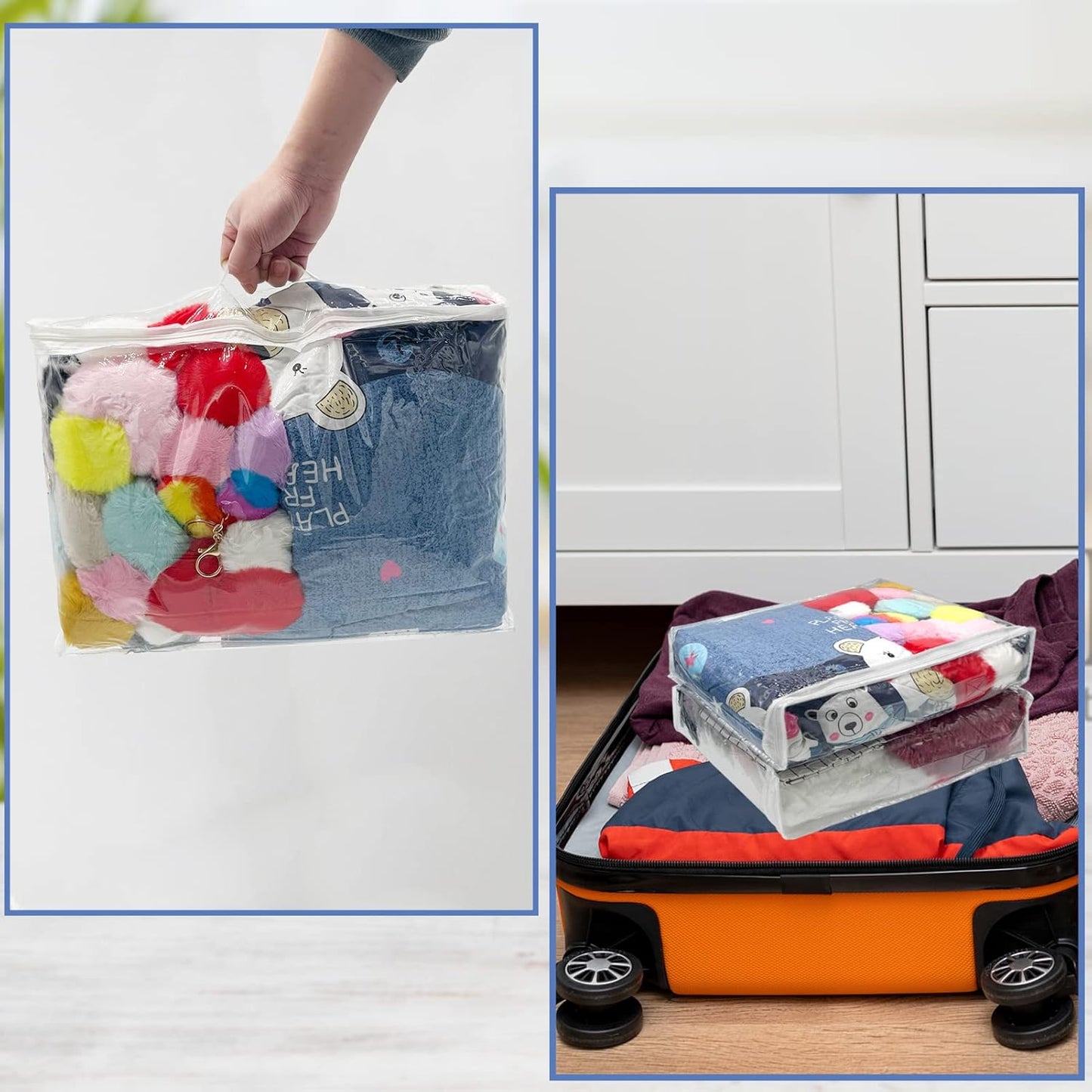25Pcs Clear Vinyl Zippered Storage Bags - Blanket & Bed Sheet Organizer for Closet Linen & Sweater
