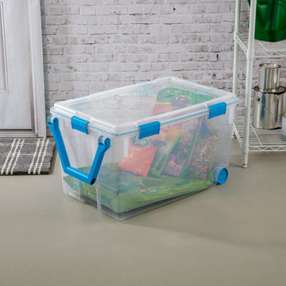 Sterilite 4-Pack Gasket Box, Home Storage Organizer Bins with Lids, 37 Quart – Stackable Clear Plastic Containers for Bedroom, Bathroom, Garage, Basement, or Attic