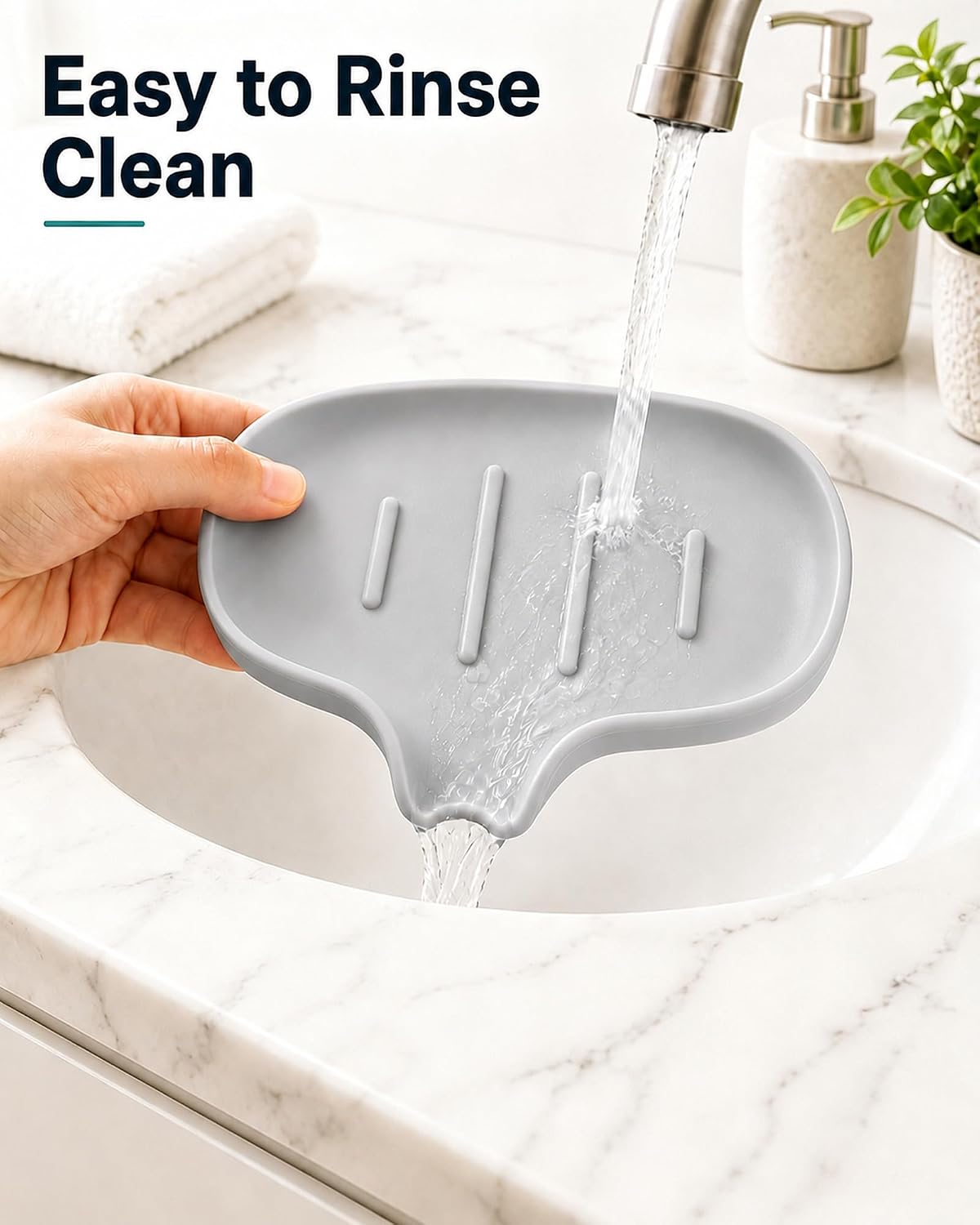 3 Pack Silicone Soap Dish with Drain, Bar Soap Holder for Shower/Bathroom, Self Draining Waterfall Soap Tray/Saver for Kitchen, Keep Soap Dry, Easy to Clean