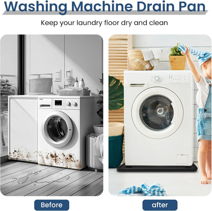 28x28 Large Thickened Silicone Washing Machine Drain Pan | 1" Raised Edge Washing Machine Tray, Non-Slip Washing Machine Pan for Under Washer and Dryer (Black)