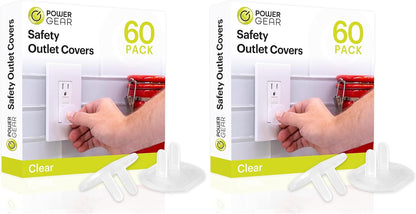 Power Gear Child Safety Electrical Outlet Covers, Tamper‑Resistant Plug Protectors for Standard Wall Outlets, Baby‑Proof & Child‑Proof Safety Caps, Clear, 60 Pack, 54615
