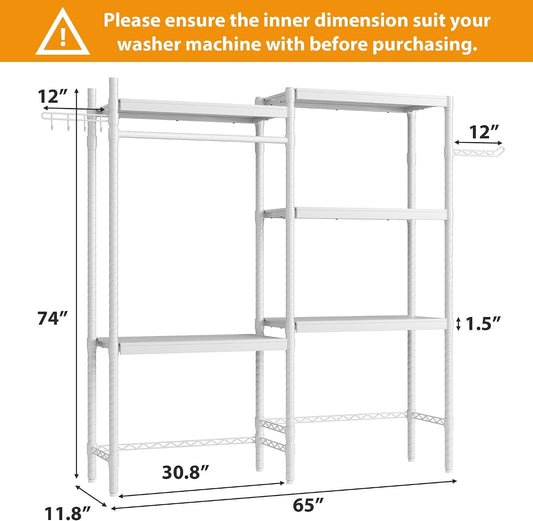 Takywep Laundry Room Organization and Storage 5-Tier Over-the-Washer Storage Shelf Adjustable Height Laundry Organizer Space Saver Heavy Duty Bathroom Laundry Shelf for Home Storage and Decor
