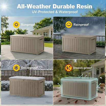 320 Gallon Outdoor Storage Box Resin Deck Box All Weather Waterproof Large Lockable Storage Container Deck Box for Patio Furniture, Garden Tools, Lockable, Black