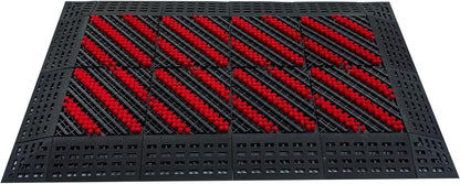 Heavy Duty Outdoor Boot Scraper Mat, 29.5" x 17.5" | Mud & Snow Doormat with Stiff Nylon Bristles, Modular Interlocking Shoe Cleaner for Garden 1.37" Thick