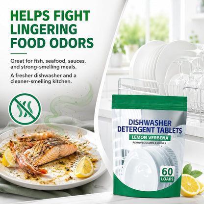 Premium Dishwasher Tablets - Lemon Verbena, 60-Count. Advanced Grease & Odor Removal Formula for Sparkling Clean Dishes. (120 Count (Pack of 2))