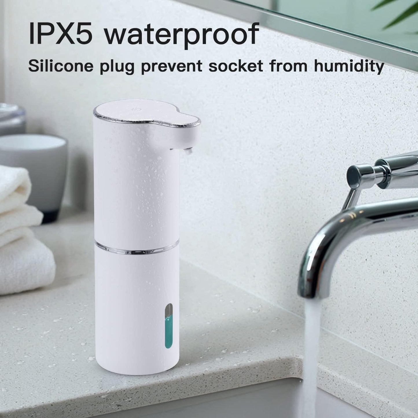 LAOPAO Soap Dispenser, Automatic Foaming Hand Soap Dispenser Touchless Rechargeable Bathroom Countertop Soap Pump for Kids Xmas Gift 300ml