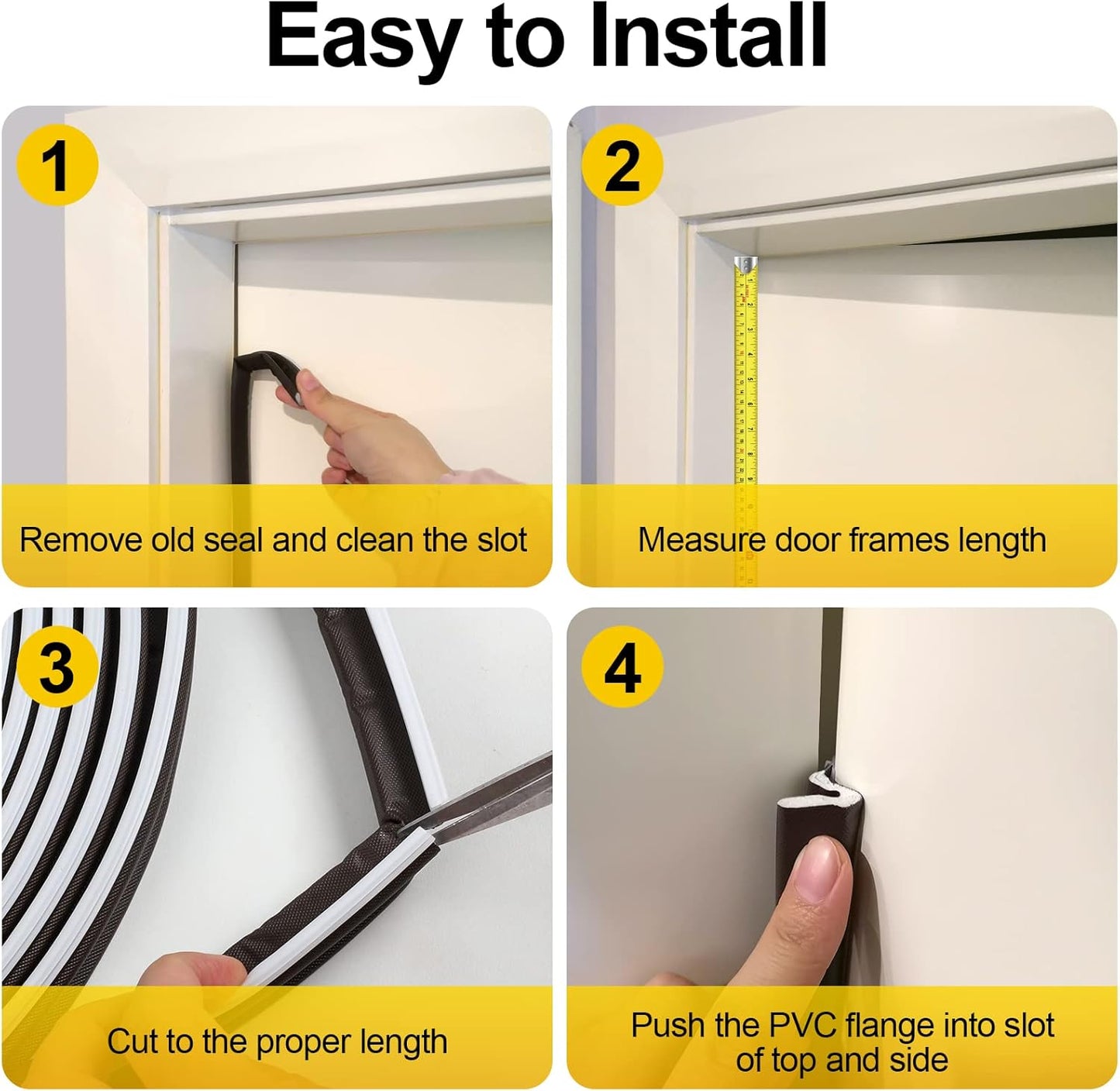 40FT Kerf V‑Shaped Weather Stripping Door Seal, Press‑in Seal for Pre‑Cut Slot Doors, Not Self‑Adhesive, Soundproof Draft Blocker for Exterior Front Doors, Fits Large Gaps, Easy DIY Install (White)