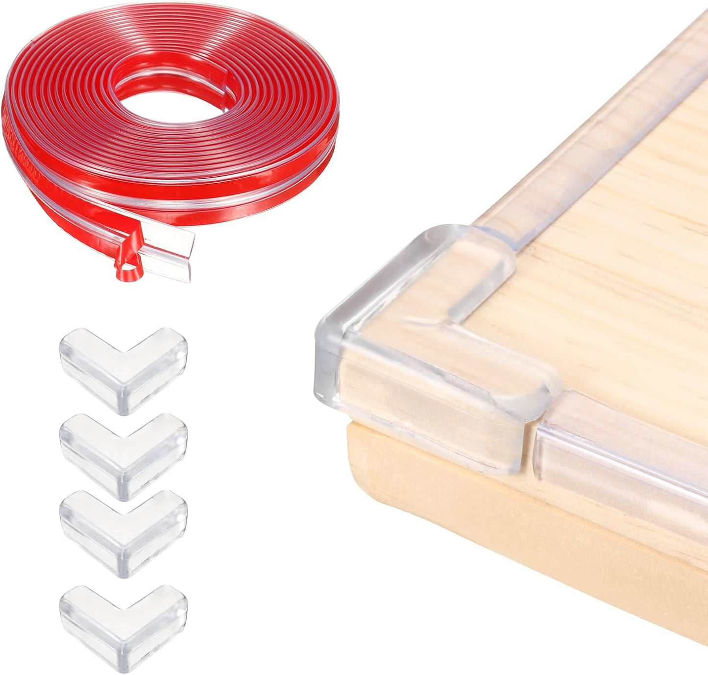 uxcell Edge Protector, 6.6ft (2M) x 0.4" (10MM) Clear Furniture Corner Guard PVC Strong Adhesive Proofing Edge Safety Bumpers with 4 Corners Guards for Table Cabinets