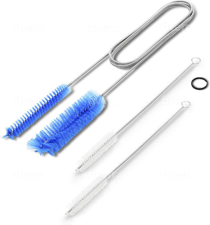 Flexible Drain Cleaning Brush (72" Long) for Drains, Bottles, Bathroom Sink, Bathtub, Shower, and Kitchen Sink, Heavy-Duty Double Ended Nylon with Elastic Hose, Bathroom Essentials, Black