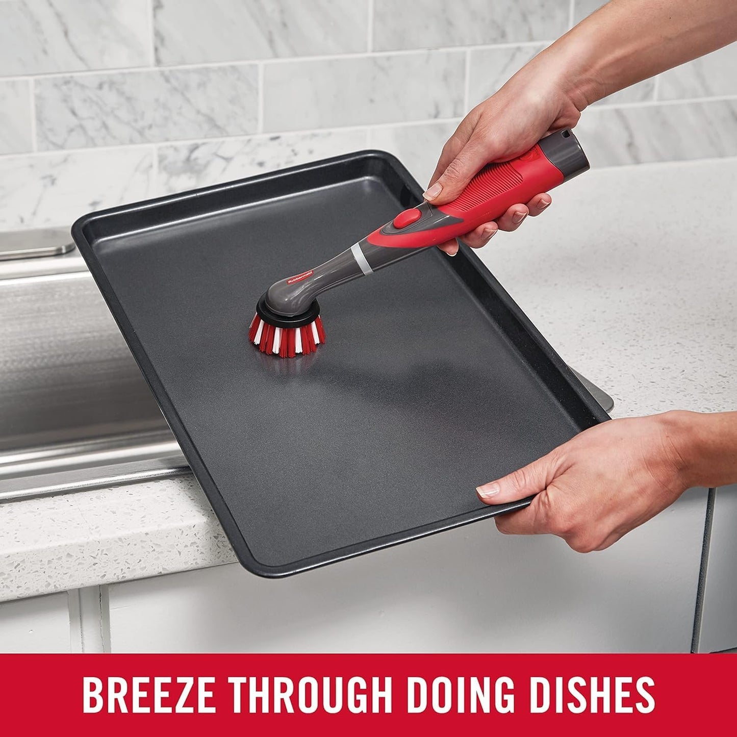 Rubbermaid Reveal Power Scrubber with Multi-Purpose & Grout Head, Cordless Electric Battery Powered Scrub Brush, Water Resistant, for Home/Kitchen/Bathroom/Grout/Tile/Shower/Tub