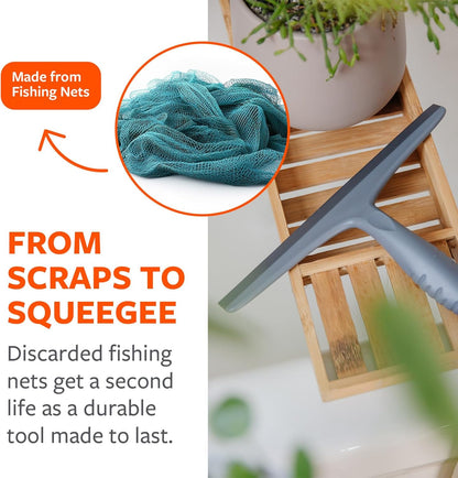 Full Circle Clean Ocean Squeegee - Shower, Glass, Window, Tile, Windshield - Streak-Free Finish with Rotating Hook for Easy Storage