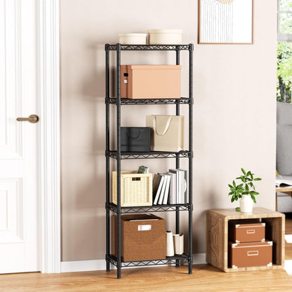 Golpart 4 Tier Adjustable Storage Shelves Metal Utility Shelf Wire Shelving Unit Organizer Rack for Home Kitchen Office Bathroom Pantry Room 12" D x 18" W x 44" H