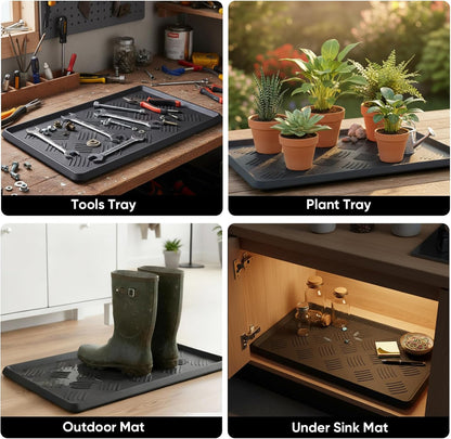 HIYARD Rubber Boot Tray, Shoe Tray for Entryway, Multipurpose Boot Mat, Shoe Mat Indoor and Outdoor, 16x27.5,Black