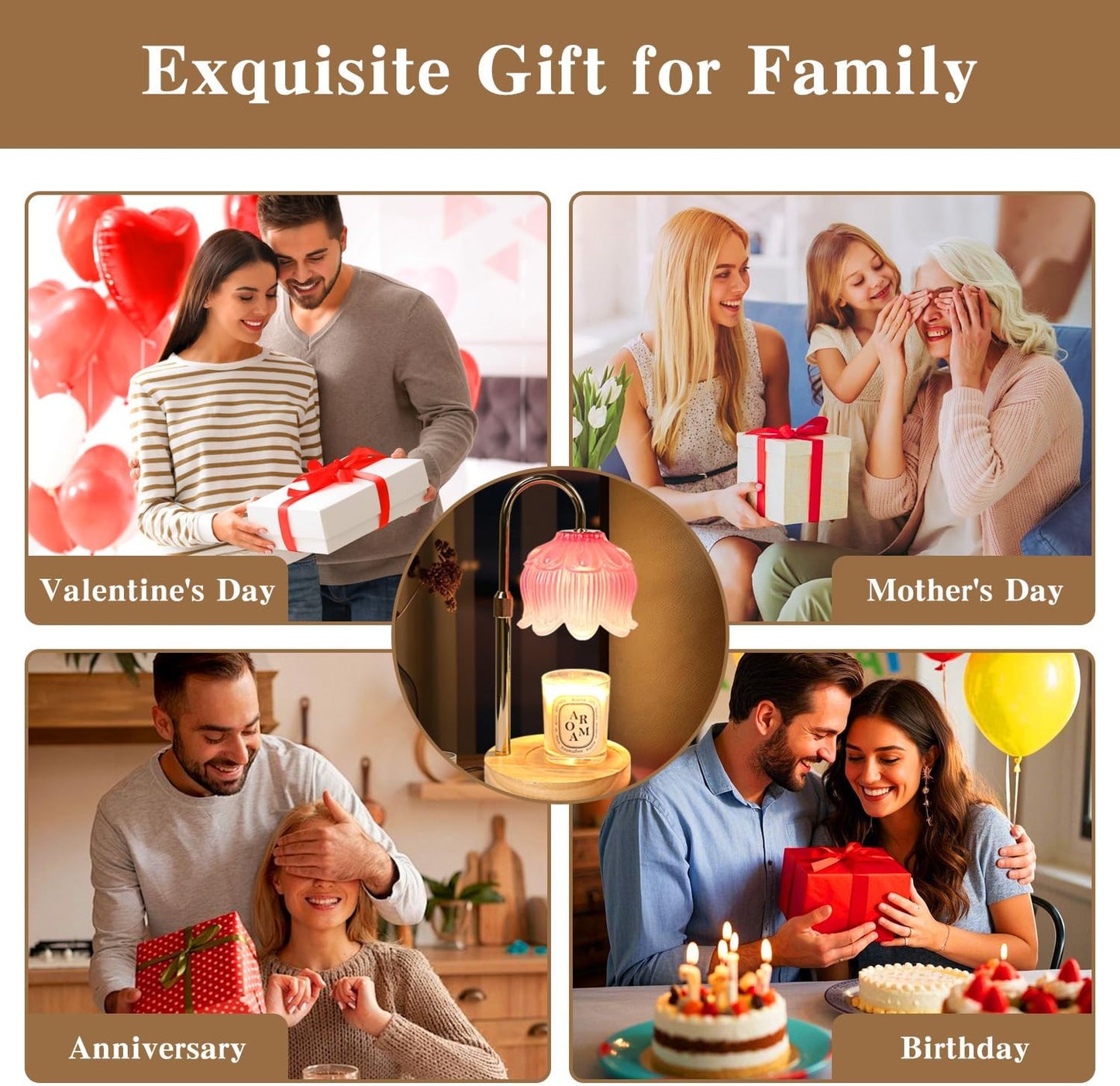 Fragrance Candle Warmer Lamp with 2 Bulbs Electric Candle Warmer with Timer & Dimmer for Home Decor