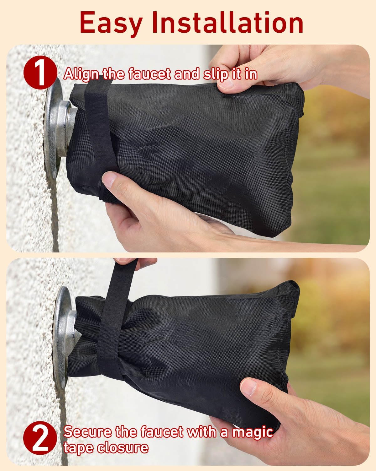 Outdoor Faucet Covers for Winter Freeze Protection - 2 Pack, Thickened Insulated Pipe Covers for Outside, Yard Maintenance Must Haves Waterproof Spigot Covers, 7.7" H x 5.9" W, Black（Reflective