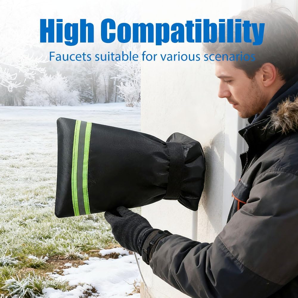 Outdoor Faucet Covers for Winter, 2026 New Insulated Spigot Cover, Waterproof Hose Bib Covers for Freeze Protection - 9.8" x 6.3" (Black, 2pcs)