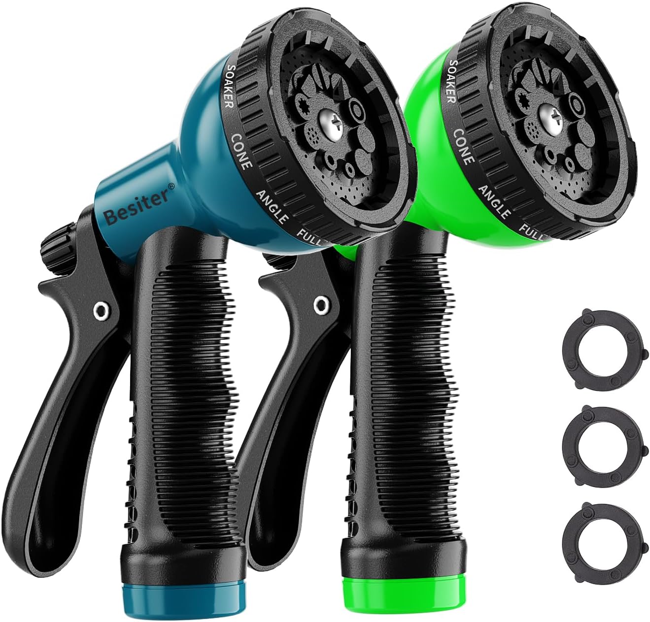 Besiter Garden Hose Nozzle Sprayer: 2 Pack 10 Watering Patterns Spray Nozzles Heavy Duty Hose Head Hose Attachment