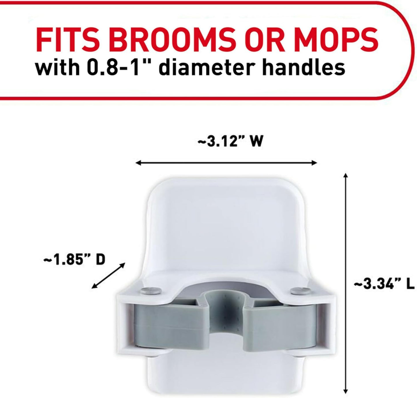 Command Broom Grippers, 2 Hangers and 4 Strips, Damage-Free Mop and Broom Holder Wall Mount, Household Cleaning Tool Organizer for Kitchen, Laundry Room, Closet, Holds up to 4 lb