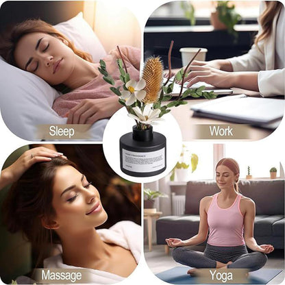 Reed Diffuser Set with Dried Flowers, 3.38fl.oz Fragrance Diffuser with Sticks, Scented Sticks Aroma Diffuser, Home & Office Décor for Air Fresheners, Bathroom (Jasmine Tea)