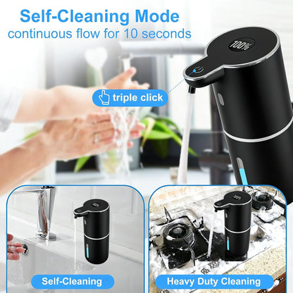 Automatic Soap Dispenser,6-Level Foaming Hand Soap Dispenser,Touchless Dish Soap Dispenser for Kitchen Bathroom,Ipx5 Waterproof,1200mah Rechargeable,12.8oz/380ml,Wall Mount & Countertop