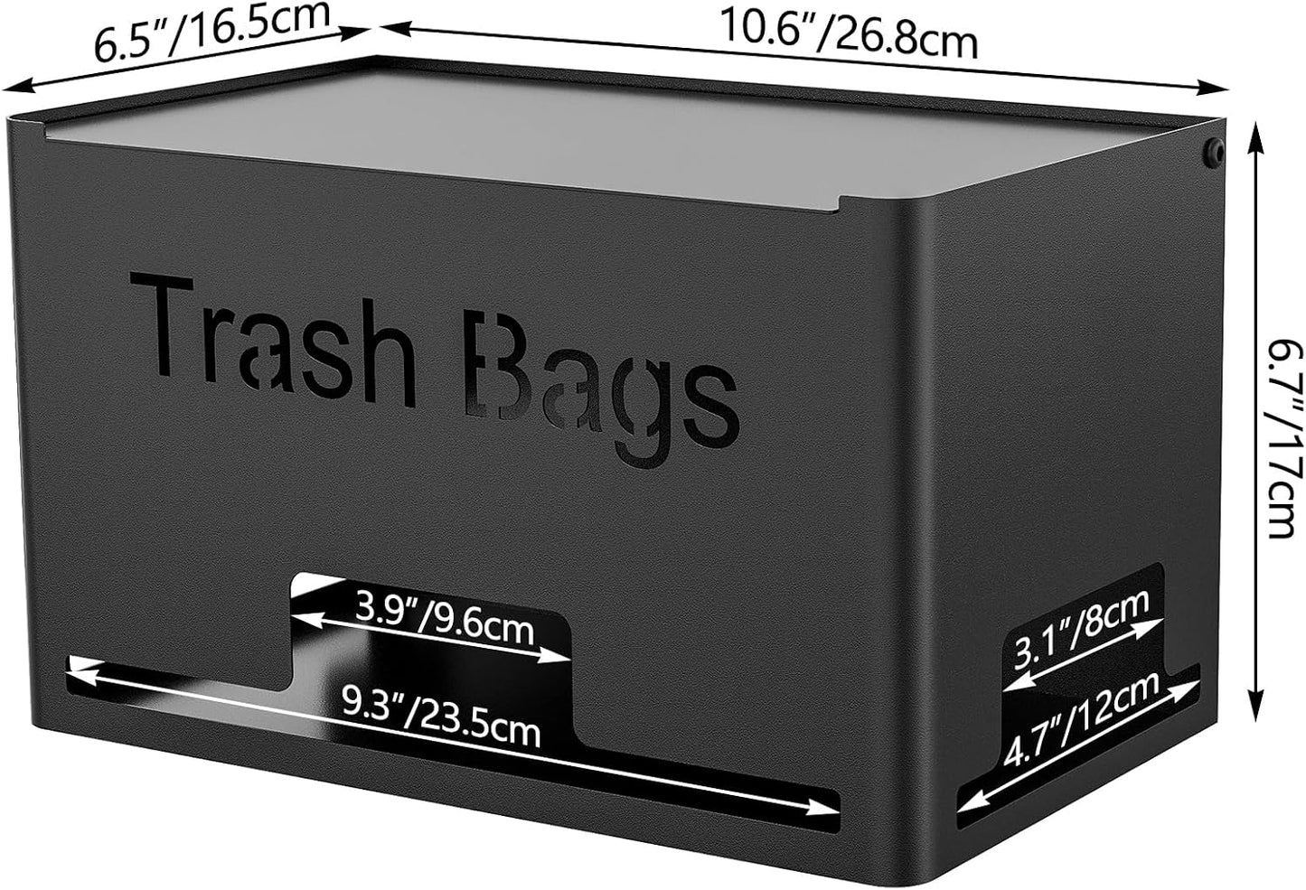 STWWO Large Trash Bag Holder Dispenser, Metal Garbage Bag Dispenser Roll Holder, Kitchen Trash Storage Organizer for Under Sink, Wall Mounted or Freestanding, Black