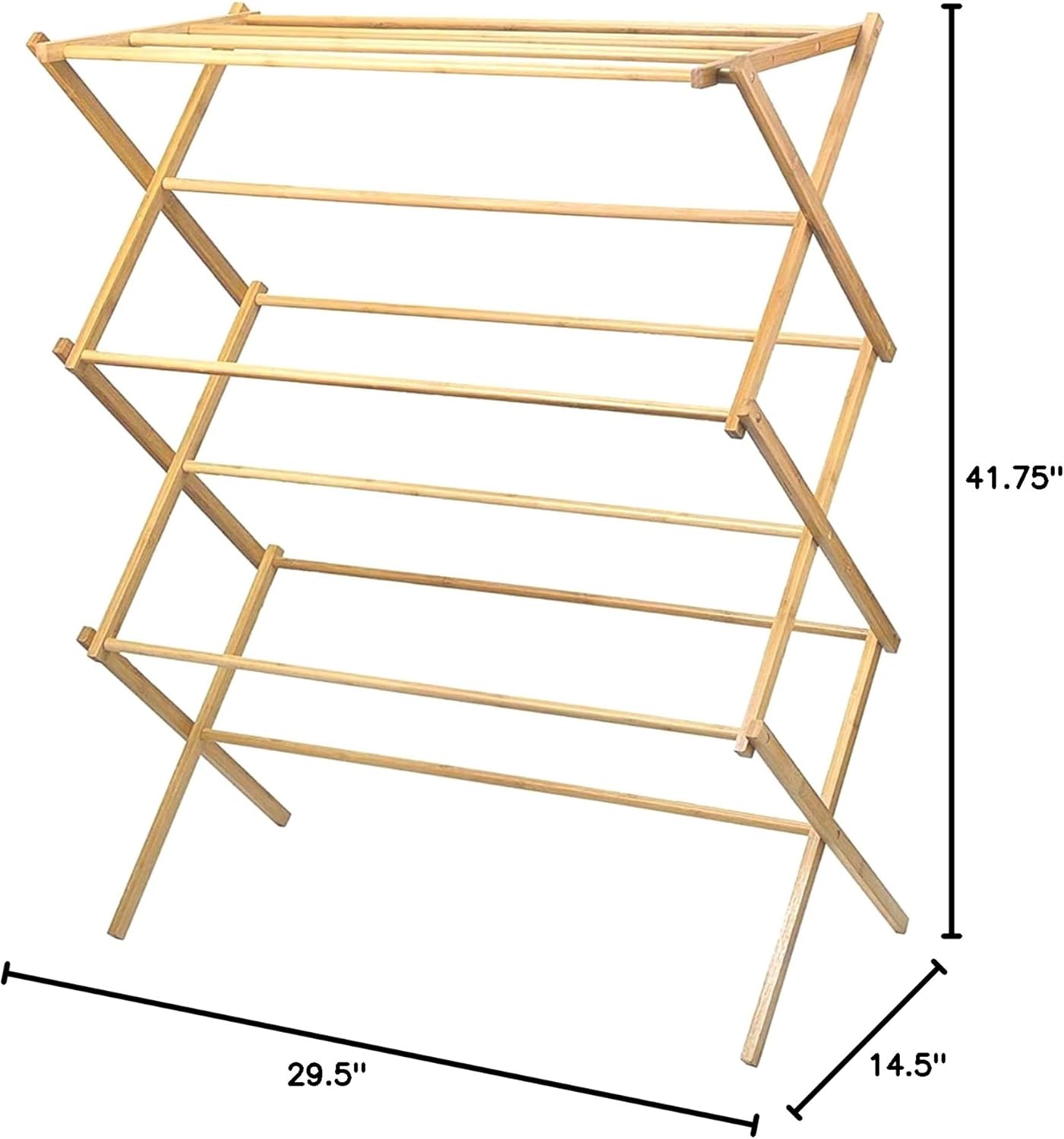 Home-it Wooden Clothes Drying Rack for Laundry - Collapsible Folding Bamboo Laundry Drying Rack for Drying Clothes - Heavy Duty Pre Assembled
