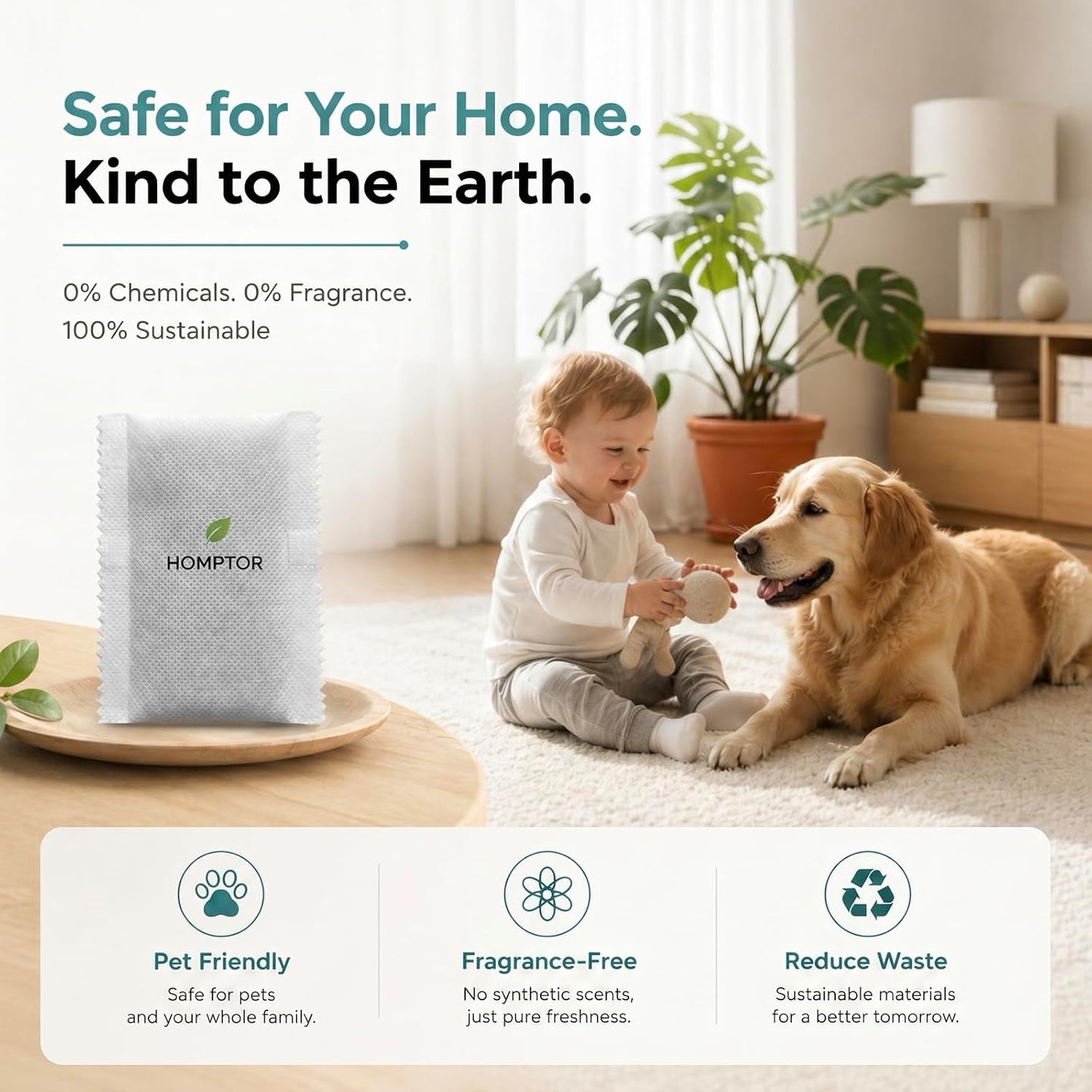 Unscented Odor Eliminator Pouches (8-Pack) - 1 Year Smell Absorber for Trash Can, Shoe, Gym Bag - Better Than Baking Soda - Deodorizer Inserts Compatible with Diaper Genie & Munchkin