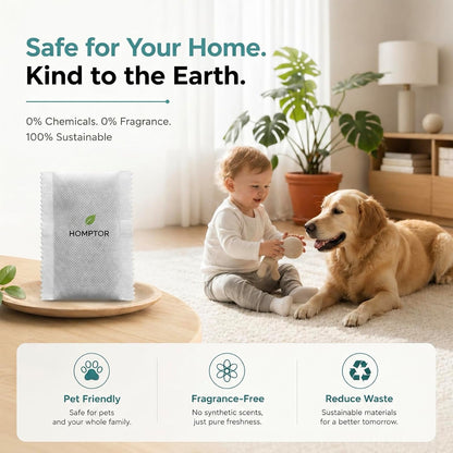 Unscented Odor Eliminator Pouches (8-Pack) - 1 Year Smell Absorber for Trash Can, Shoe, Gym Bag - Better Than Baking Soda - Deodorizer Inserts Compatible with Diaper Genie & Munchkin