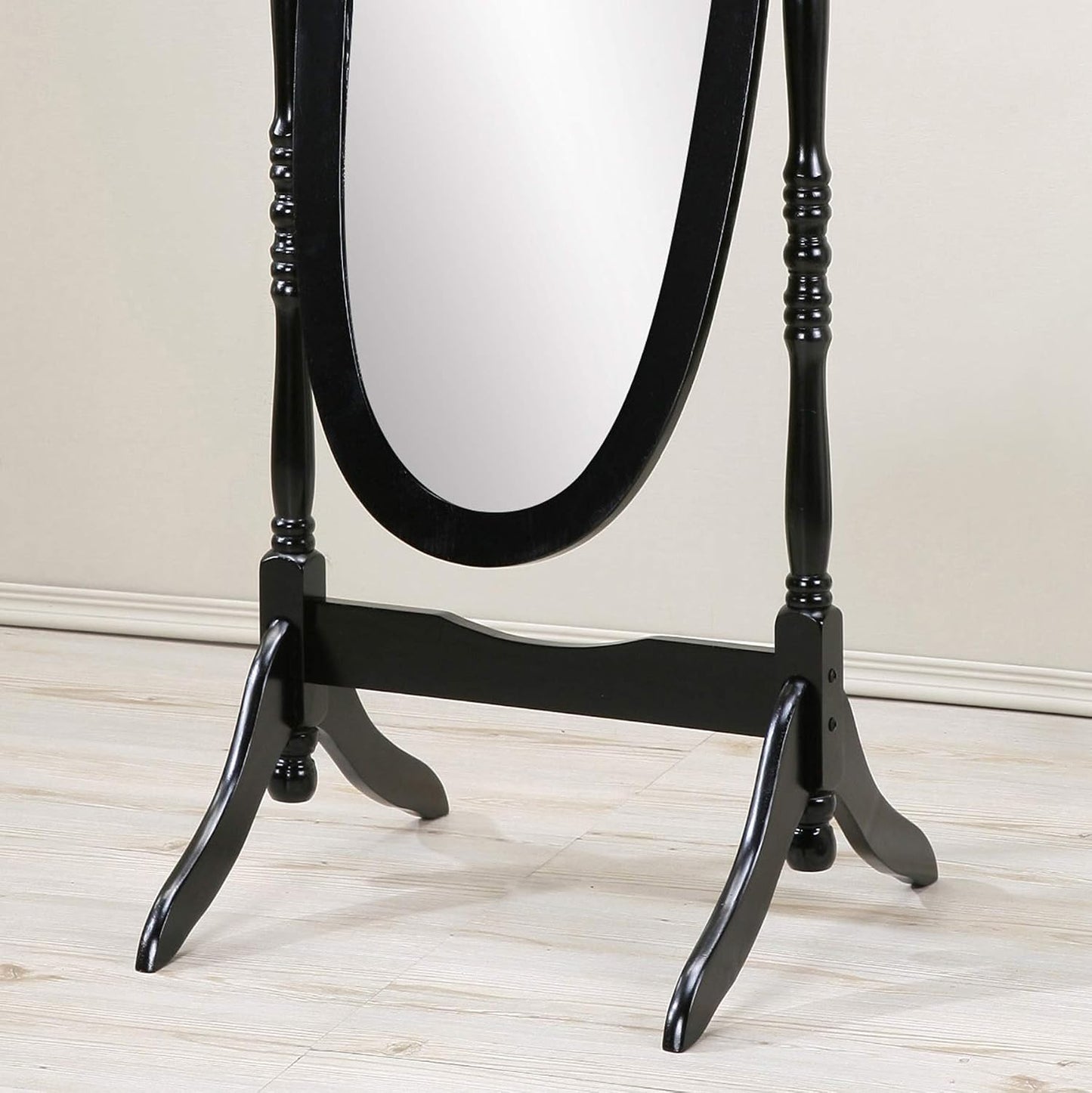 Full Length Mirror with Stand - Traditional Queen Anna Cheval Style in Solid Wood, Freestanding Adjustable Tilting Oval Glass for Bedroom & Dressing Room (Cherry)