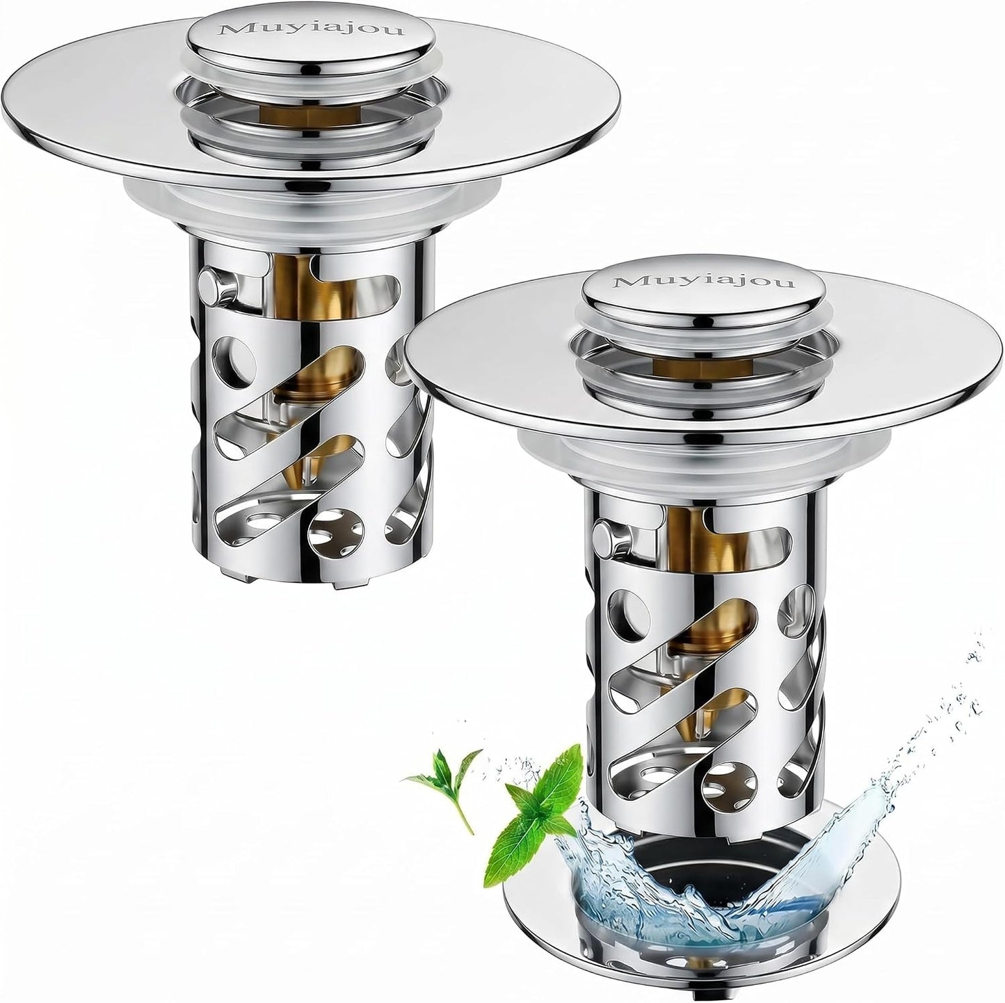 1.1"-2.36" Bathroom Stopper Stainless Steel Hair Catcher Silver 1 Pack | pop-up stopper with detachable hair filter, rustproof, easy clean & install, blocks hair to stop drain clogs