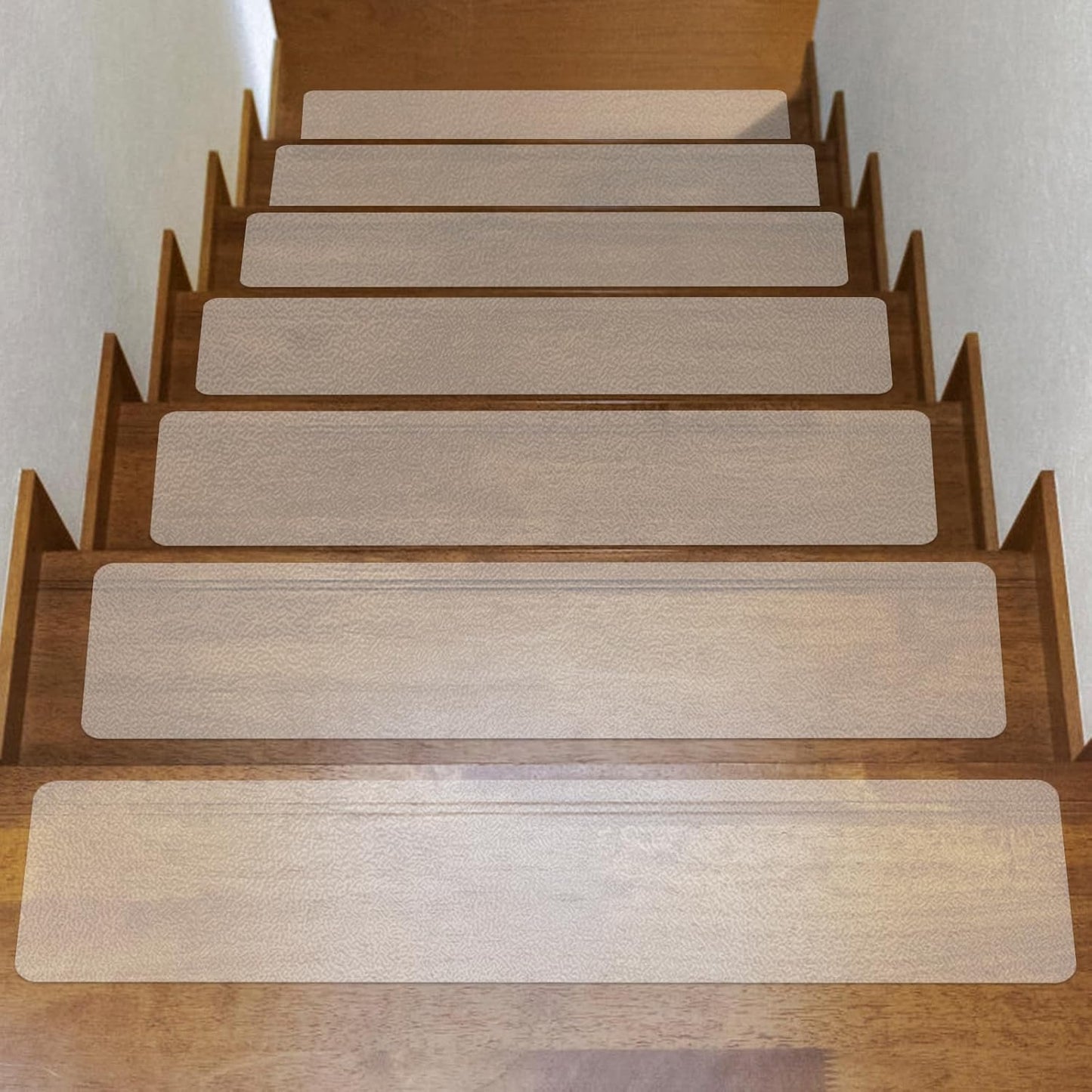 10 Pack 6” x 30” Anti Slip Traction Treads with Glow in The Dark Stripe, Outdoor Waterproof Non Skid Pre-Cut Tape with Roller, High Traction Friction Abrasive Adhesive for Stairs Step