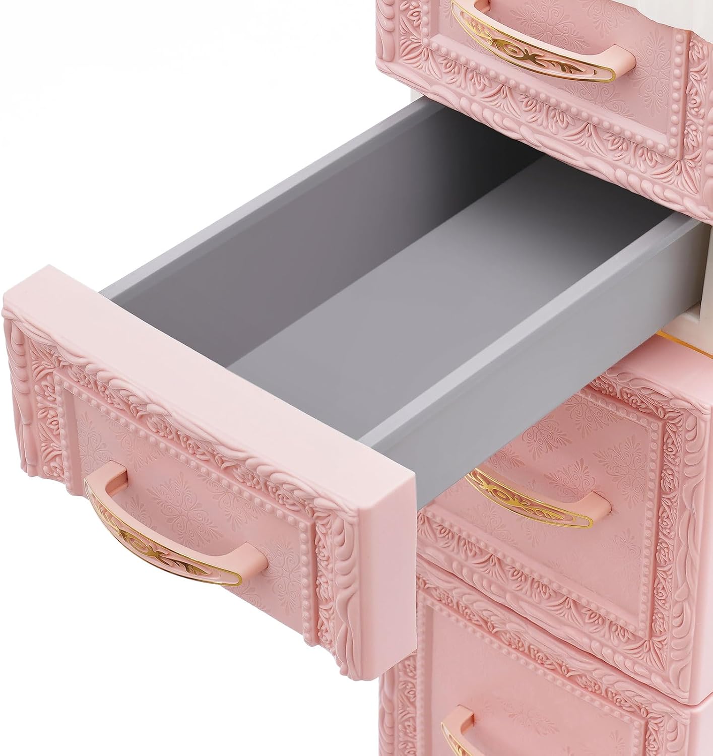 8 Drawers Narrow Storage Cabinet with Wheels,Slim Floor Cabinets,Rolling Organizer Cart for Small Spaces,Pink