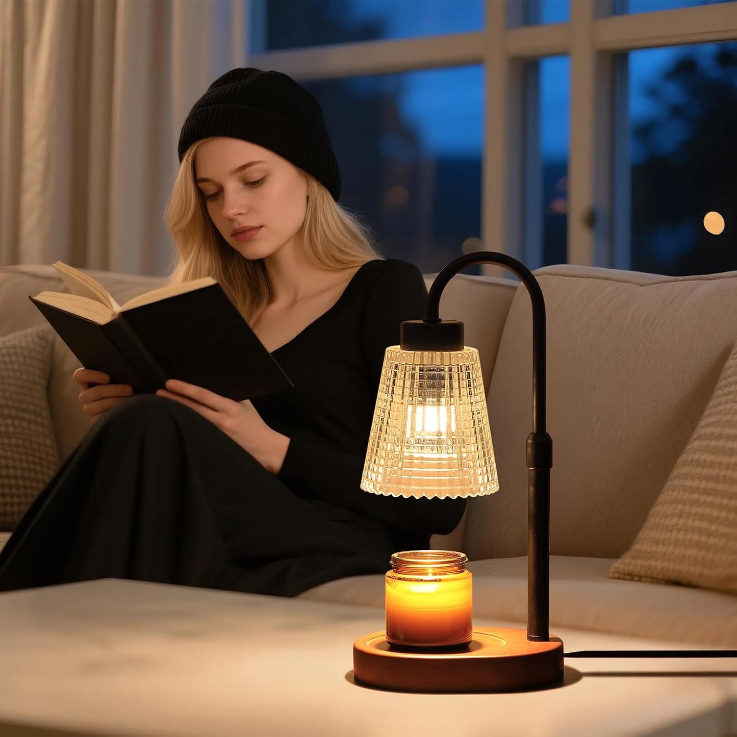 MEIXISUE Candle Warmer Lamp with Timer and Dimmer,Electric Gold Light Gifts for Women Melt Wax Warmer Lamp with 2 Bulbs for Candle Jars House Warming New Home Decor Bedroom