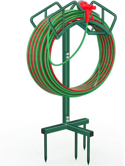 Qatsrin Super Stable Garden Hose Holder, Removable Water Hose Holders Stand Holds 150-Feet Hose, Detachable Hose Storage Hanger Rack for Outside Yard Lawn Farm, Black