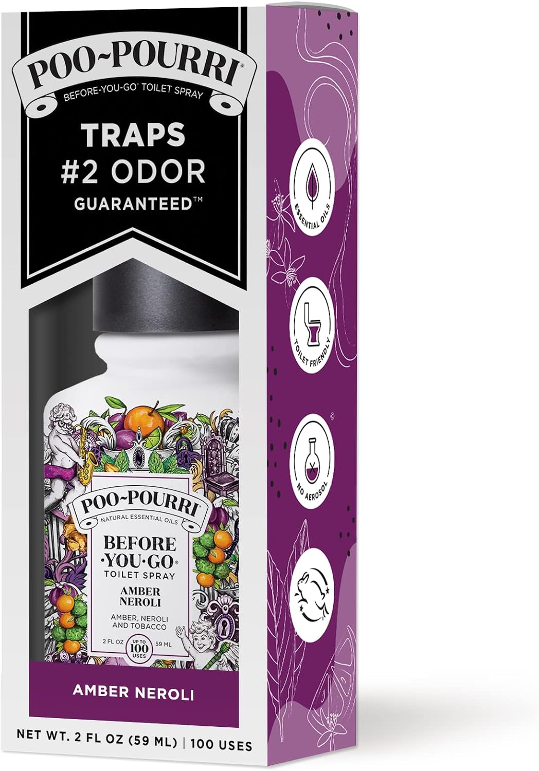 Poo-Pourri Before-You-Go Toilet Spray, Bamboo Rain, 2 Fl Oz, Up to 100 Uses, Bathroom Odor Deodorizer with Essential Oils for Home or Work, Travel Essentials, TSA Approved Size, Bamboo & Fresh Grass