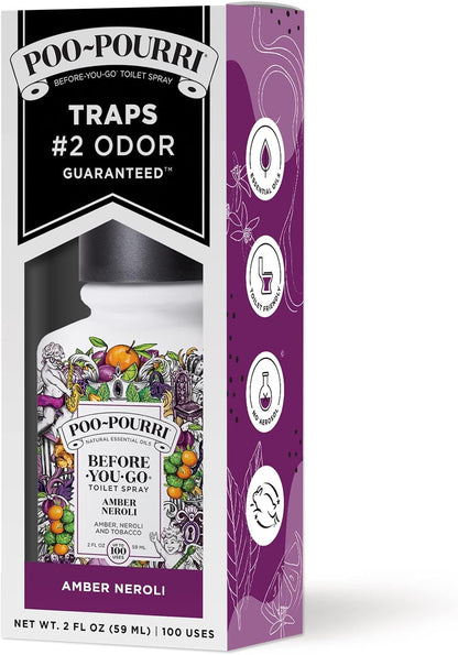 Poo-Pourri Before-You-Go Toilet Spray, Bamboo Rain, 2 Fl Oz, Up to 100 Uses, Bathroom Odor Deodorizer with Essential Oils for Home or Work, Travel Essentials, TSA Approved Size, Bamboo & Fresh Grass