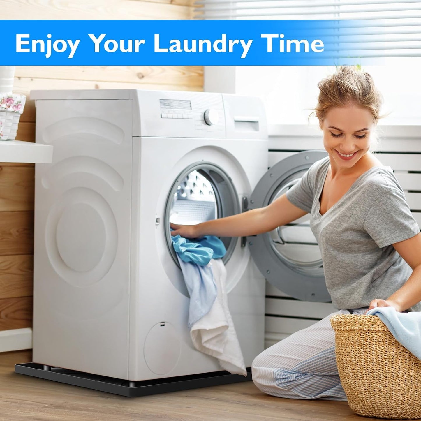 Washing Machine Drain Pan Silicone Mat,Extra Thick 33x30inch Non-Slip Waterproof Washer Tray,Raised Edge Drip Mat for Under Dryer or Washer,Anti-Vibration,Floor Leak Protector for Laundry Room