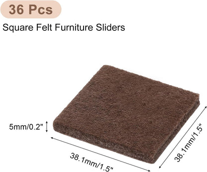 uxcell Furniture Pads, 36Pcs 1.5" - Square Self Adhesive Felt Furniture Pads, Floor Protectors for Furniture Feet Chairs Legs Hardwood Floors (Black)